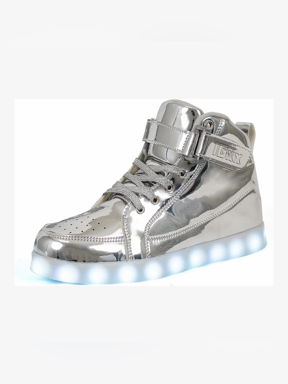 LED High-Top Sneakers in Metallic Silver